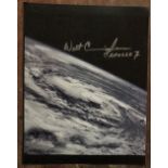 Apollo 7 astronaut Walt Cunningham signed 10 x 10 inch colour space book photo of the earth. Good