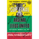 Autographed Leeds United Programme, 1968 League Cup Final V Arsenal, Signed To The Front Cover By