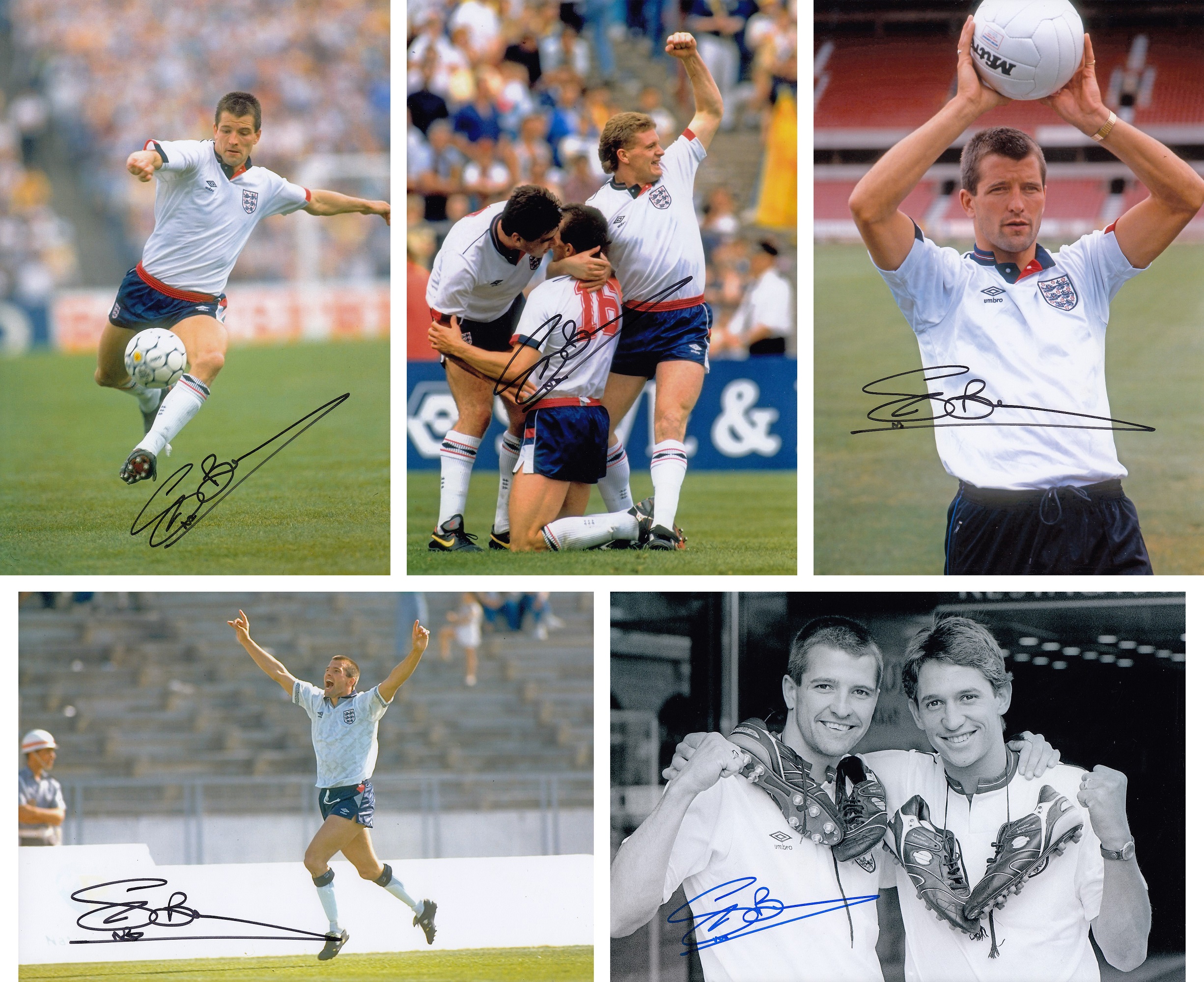 Autographed Steve Bull 12 X 8 Photos - Lot Of 5 B/W And Col Photos Depicting England Centre