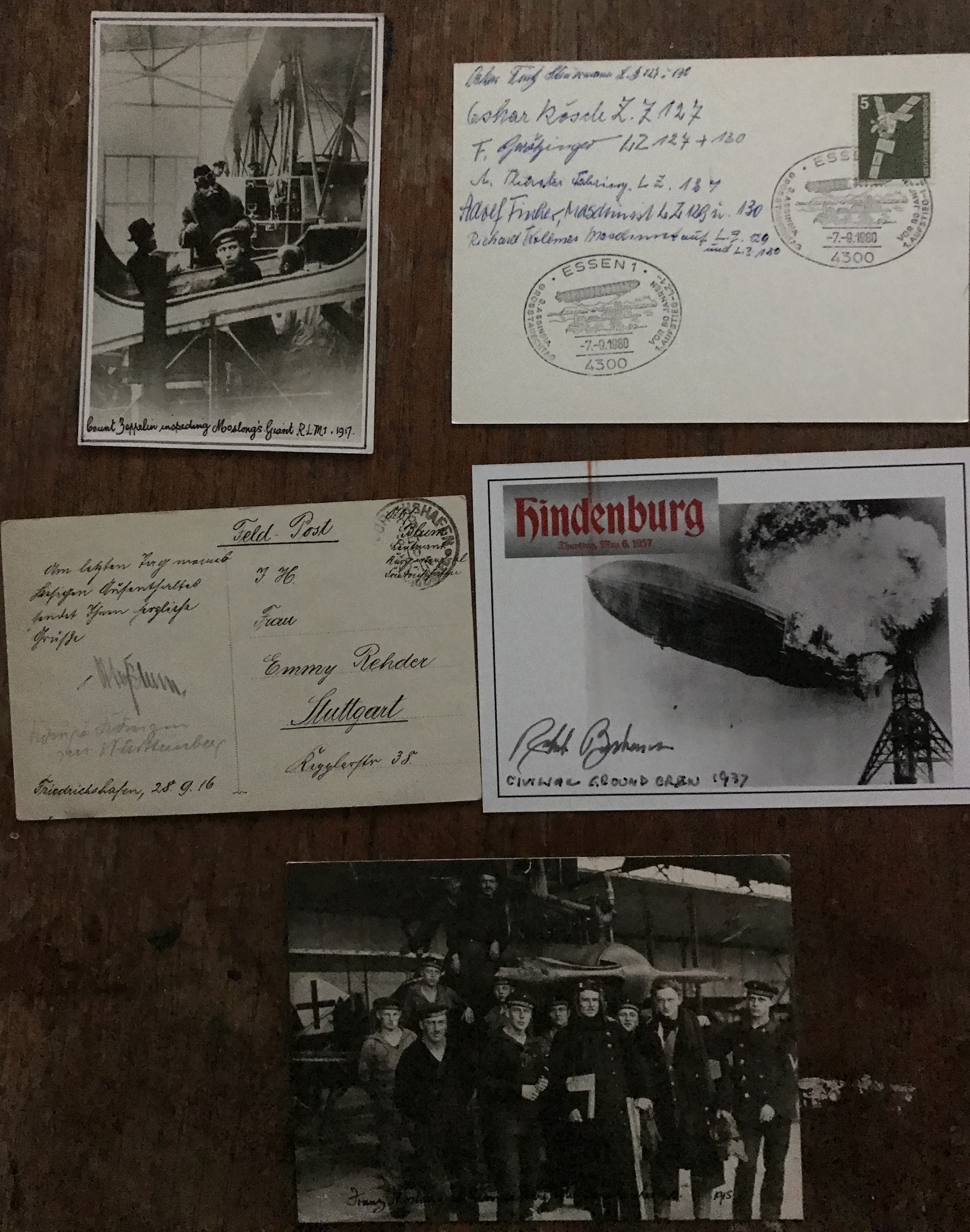 Zeppelin crew veterans collections inc signed card with Six veterans inc Adolf Fischer, Richard