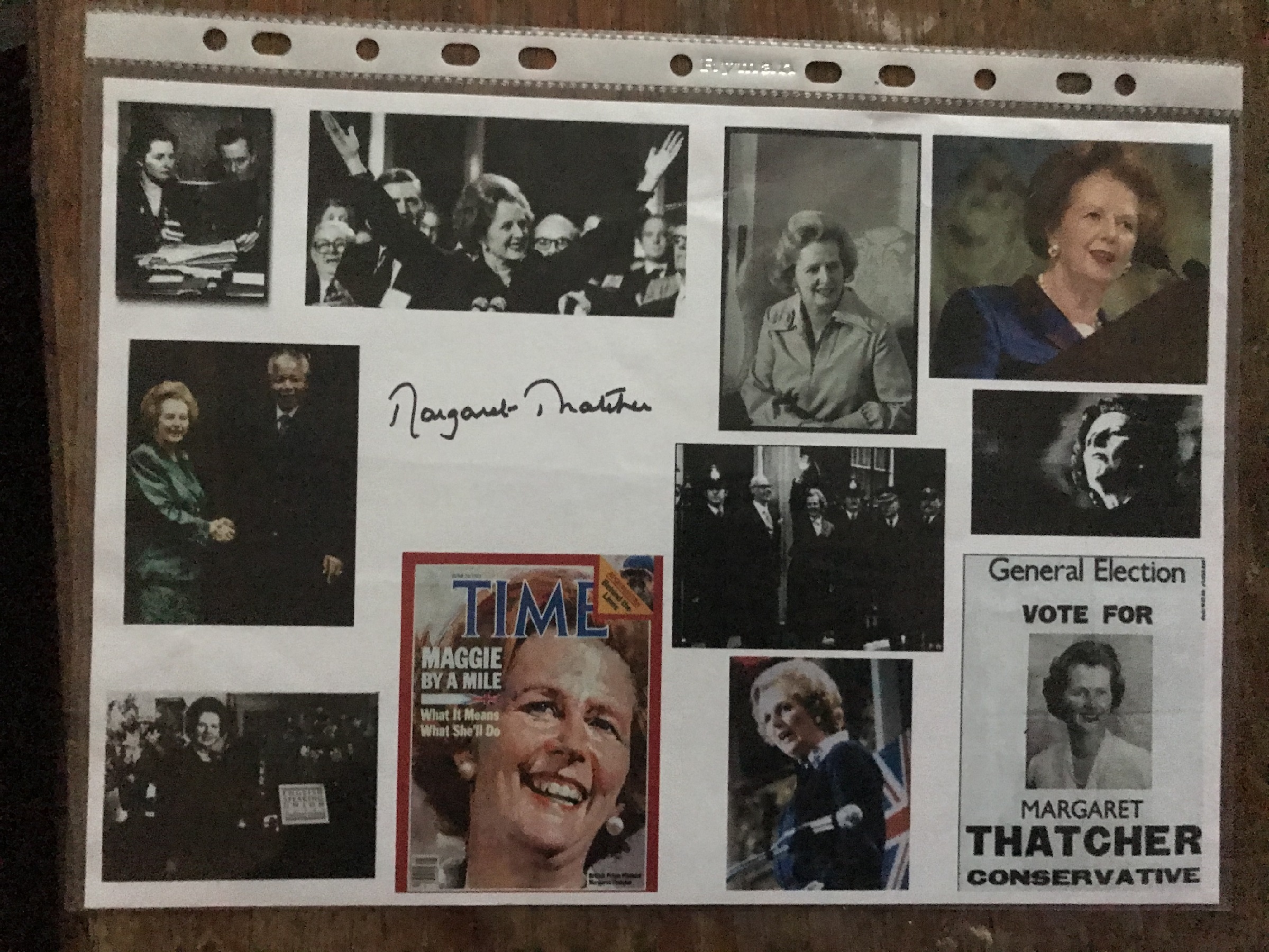 Margaret Thatcher signed A4 paper montage print. Good Condition. All autographs come with a