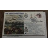 Top WW2 fighter ace AVM Johnnie Johnson DFC DSO signed 40th ann D-Day cover. Also signed by US ace