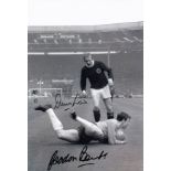 Autographed Gordon Banks / Denis Law 12 X 8 Photo - B/W, Depicting England Goalkeeper Gordon Banks