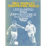 Paul Madeley 1977 Testimonial Match Programme Signed To The Cover By Paul Madeley, Johnny Giles,