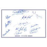 Autographed Rangers 1972, A Superbly Made Photo Card Measuring 12 X 8 Signed In Fine Blue Marker