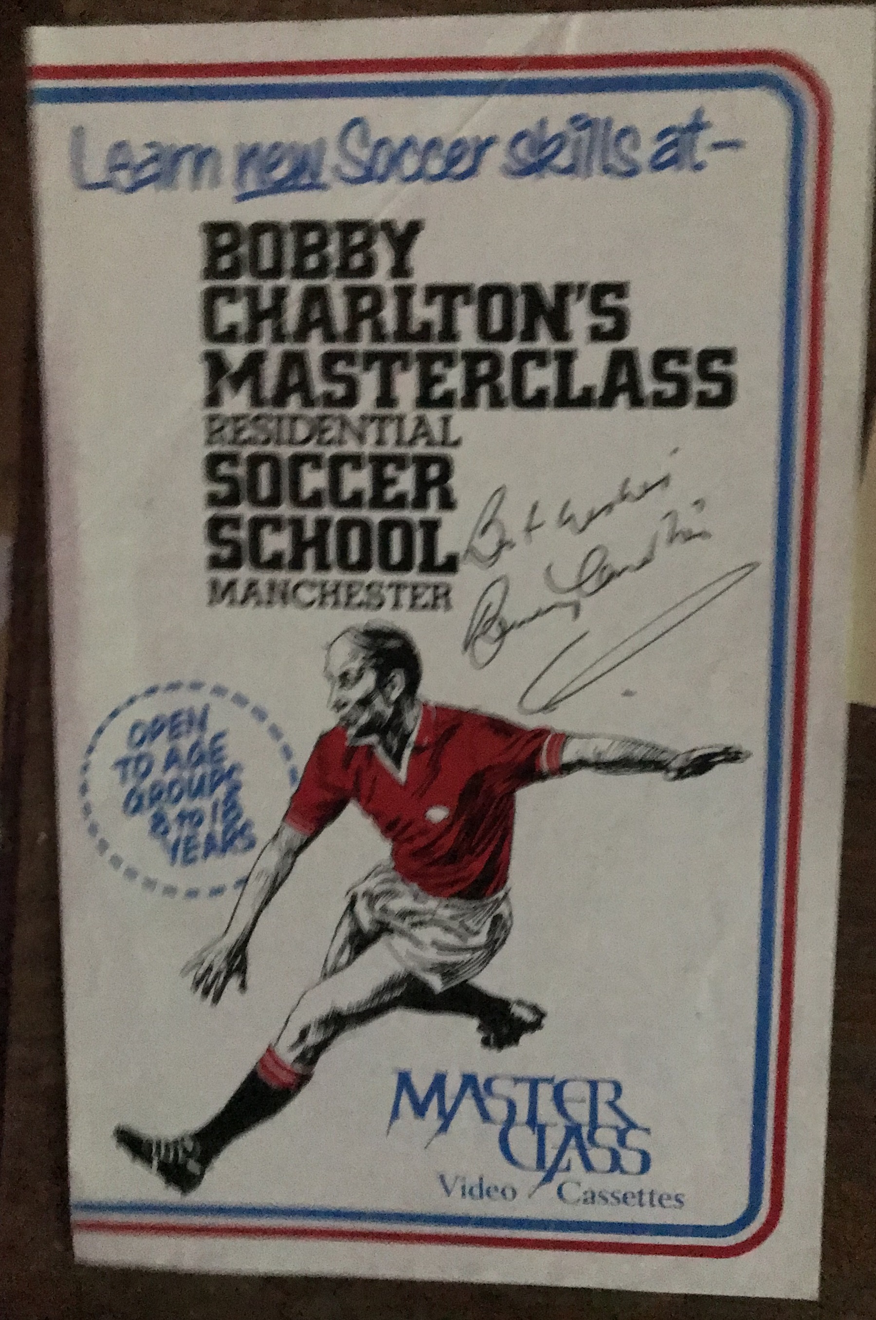 Bobby Charlton two signed programmes. Olympic Packaging and Soccer Master Class. Good Condition. All