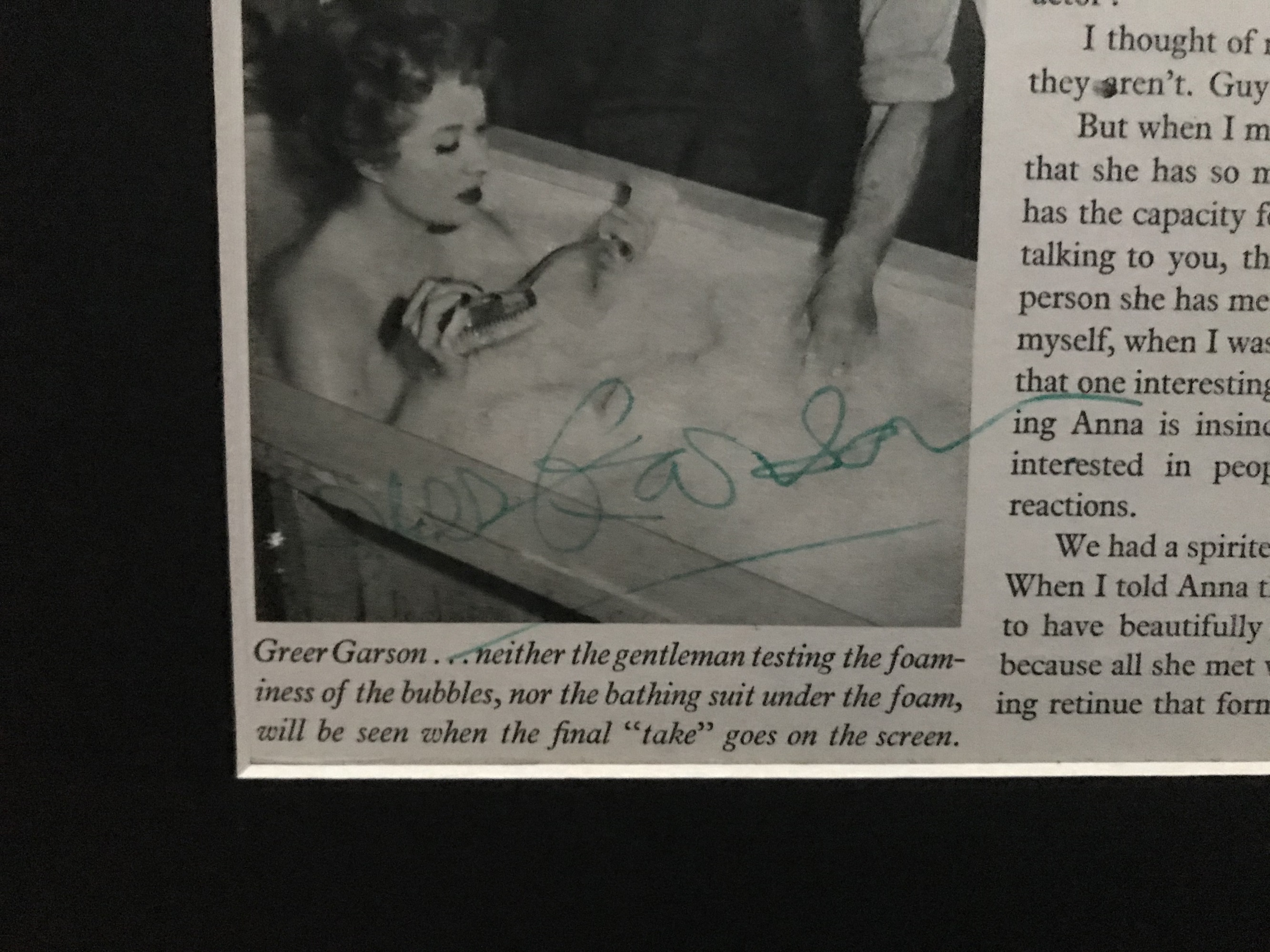 Greer Garson signed magazine page mounted to approx 10 x 8 inches. Good Condition. All autographs - Image 2 of 2