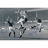 Autographed Denis Law / Ian St. John 12 X 8 Photo - B/W, Depicting Scotland's Denis Law And Ian