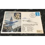 Flown and signed cover Sir Alan Cobham RAF Museum HA3 Historic Aviators cover 1976, flown in a
