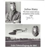 Julius Hatry 1st Rocket Plane pilot signed montage photo; he flew it in 1929. Good Condition. All.