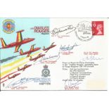 Diables Rouges Air Display team cover flown and signed by six team members. Good condition. All