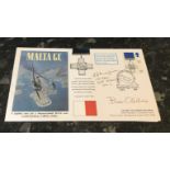 WW2 Malta Battle of Britain double signed cover Squadron Leader N J Ogilvie RCAF 185 Squadron RAF