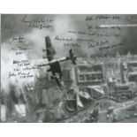 WW2 bomber aces multiple signed Lancaster 10 x 8 inch b/w photo. Signed by 12 veterans Grp Capt