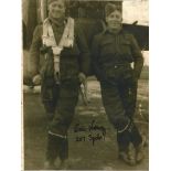 WW2 Flt Sgt Eric Varney 207 sqn on left signed 7 x 5 inch b/w photo, Lancaster bomber command
