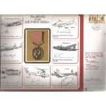 WW2 multisigned cover A4 size. Award of the Air Force Medal signed by John Allen, Ty Barraclough,