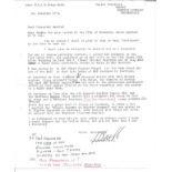 WW2 RAF Battle of Britain pilot Typed Letter Dated 2nd December 1975 Signed by J E Doran Webb