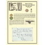 Major General Ronald Dare Wilson CBE MC MiD handwritten letter replying to an autograph request, Set