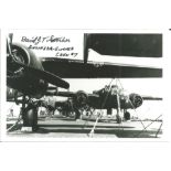 WW2 Doolittle Raider David Thatcher signed 6 x 4 inch b/w photo of bomber on the Aircraft carrier.