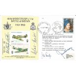 Five top Battle of Britain aces signed 40th ann cover. Signed by Douglas Bader, Johnnie Johnson,