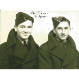 WW2 W/O Ron Tomlin 10 sqn on left signed 7 x 5 inch b/w photo, Halifax bomber command veteran.