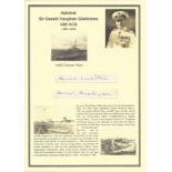 Admiral Sir Gerald Vaughan Gladstone GBE KCB signed piece having a long career serving in the