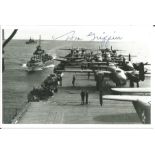 WW2 Doolittle Raider Tom Griffin signed 6 x 4 inch b/w photo of bomber on the Aircraft carrier. Good