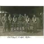 WW2 Flt Sgt Alan McDonald 50 sqn on far right signed 7 x 5 inch b/w photo, Lancaster bomber