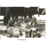 WW2 W/O Norman Turner DFM 50/35/582 sqn seated left signed 7 x 5 inch b/w photo, Lancaster bomber