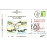 WW2 Fighter ace Dennis Crowley Milling Battle of Britain signed RAF 75th ann 6 sqn cover. Good