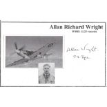 Group Captain Allan Richard Wright World War II signed white card with black and white photo.