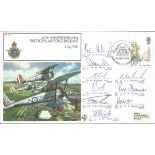 Red Arrows team signed 1980 RAF Pageant cover, flown and signed by the nine pilots. All autographs