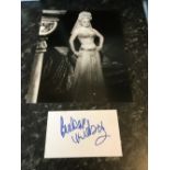 Barbara Windsor Signed 5x3 White Card With 10x8 Black And White Photo. Good condition. All
