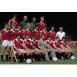 Autographed Man United 12 X 8 Photo Col, Depicting Players Posing For A Squad Photo At Old