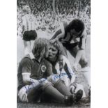 Autographed Tony Currie & Alan Birchenall 12 X 8 Photo B/W, Depicting The Moment When Sheffield