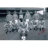 Autographed Arthur Albiston 12 X 8 Photo B/W, Depicting A Wonderful Image Showing Manchester