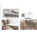 Titanic signed collection. 4 items mainly postcards signed by survivors Eleanor Shuman, Edwina