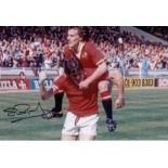 Autographed Stuart Pearson 12 X 8 Photo Col, Depicting The Man United Centre Forward Celebrating His