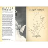 Margot Fonteyn signed Autobiography hardback book. Signed on inside title page. Good condition.
