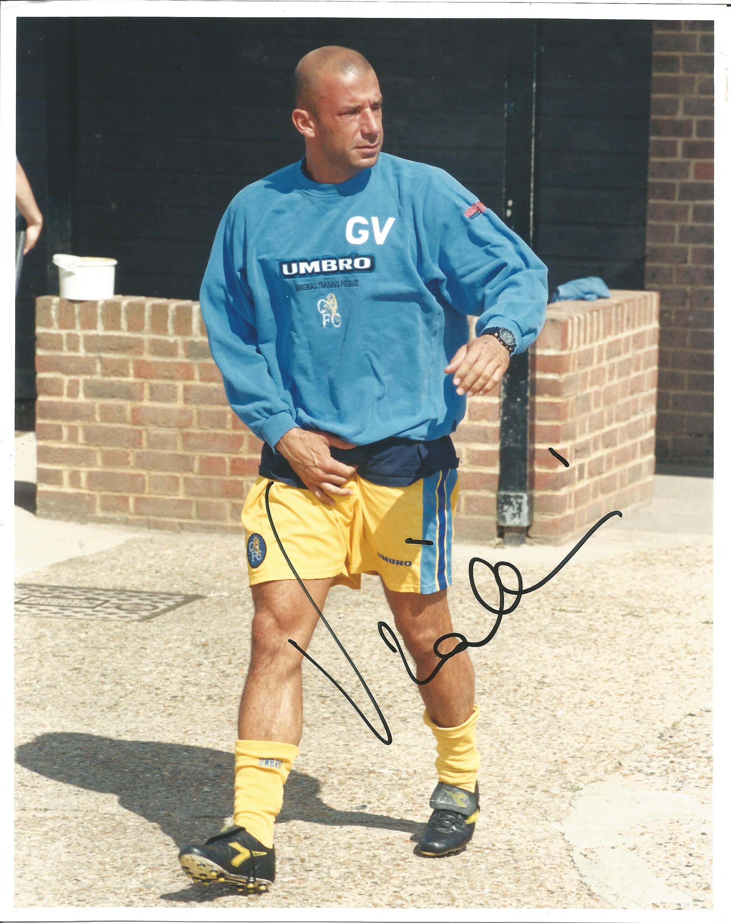 Gianluca Vialli Signed Chelsea 8x10 Photo. Good condition. All autographs come with a Certificate of