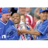 Autographed Rod Wallace 12 X 8 Photo Col, Depicting The Rangers Striker Celebrating With The