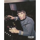 Leonard Nimoy as Spock signed 10 x 8 inch colour Star Trek photo. Good condition. All autographs