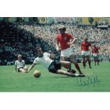 Autographed Colin Bell 12 X 8 Photo Col, Depicting The England Winger At Full Pace With The Ball