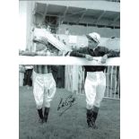 Lester Piggott Signed 16 x 12 inch horse racing photo. Good condition. All autographs come with a