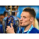 Jamie Vardy Leicester City Signed 16 x 12 inch football photo. Good condition. All autographs come