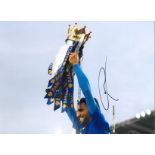 Riyad Mahrez Leicester City Signed 16 x 12 inch football photo. Good condition. All autographs