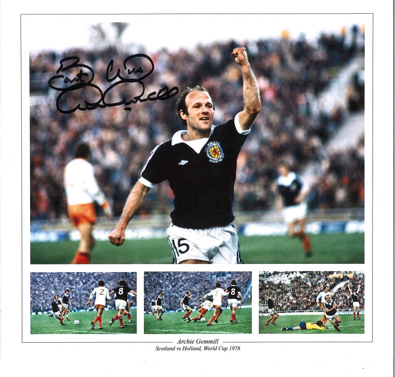 Archie Gemmill Collage Scotland Signed 12 x 12 inch football photo. Good condition. All autographs