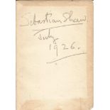 Sebastian Shaw ultra-rare Star Wars autograph. Signed piece approx 7 x 5 inches signed in pencil