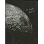 Apollo 15 Astronaut Al Worden signed 10 x 10 inch colour space book photo of the moon, slight smudge