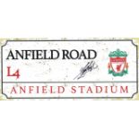 Kevin Keegan signed Anfield Road Liverpool football replica street sign. Good condition. All
