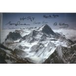 Mount Everest multiple signed 12 x 8 inch colour photo. Signed by Sir Ed Hillary, Charles Wylie,